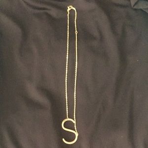 Brand New S monogram rhod plated gold necklace